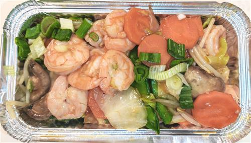 66________king prawns with mixed vegetables